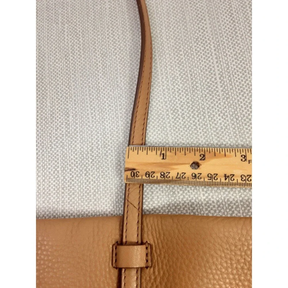 Tory Burch Robinson Crossbody Bag Small Clutch Foldover Tan Pebbled Leather